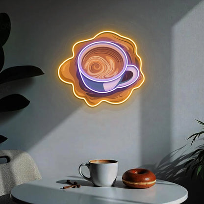 Cup Of Coffee Restaurant & Cafe Neon Signs | Custom Coffee & Diner Neon Lights (24 Inch x 24 Inch)