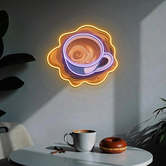 Cup Of Coffee Restaurant & Cafe Neon Signs | Custom Coffee & Diner Neon Lights (24 Inch x 24 Inch)