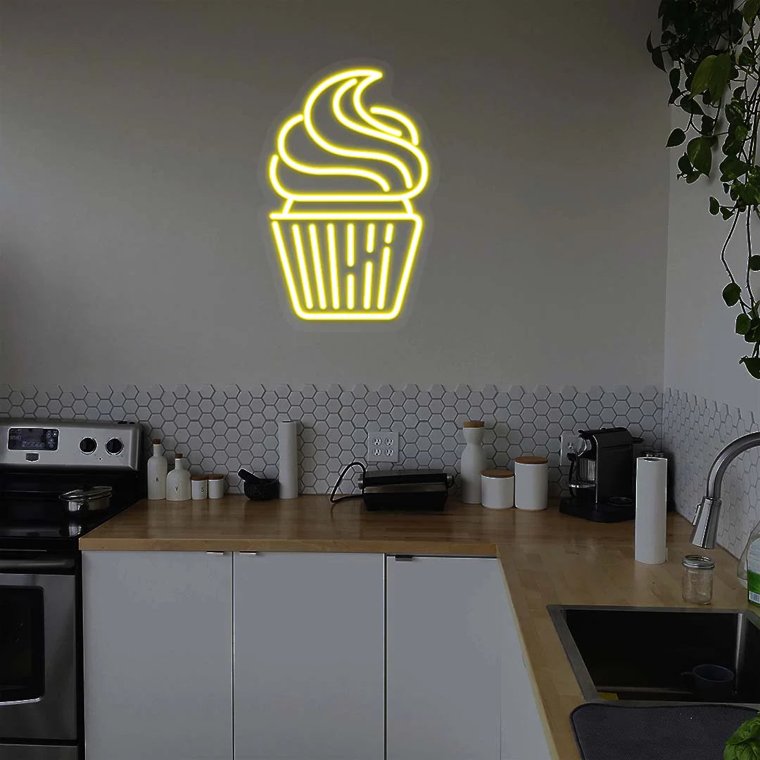 Cupcake Neon Signs Design-2 | LED Cafe Signs & Coffee Shop Light Decor (24 Inch x 15 Inch)