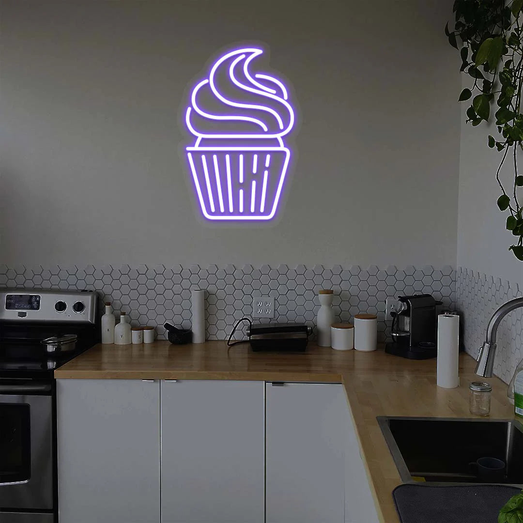 Cupcake Neon Signs Design-2 | LED Cafe Signs & Coffee Shop Light Decor (24 Inch x 15 Inch)