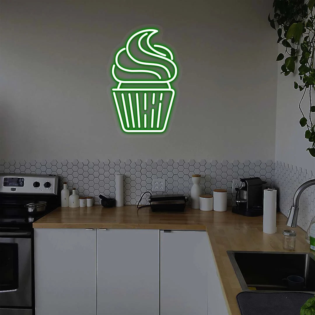 Cupcake Neon Signs Design-2 | LED Cafe Signs & Coffee Shop Light Decor (24 Inch x 15 Inch)