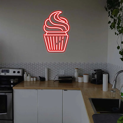 Cupcake Neon Signs Design-2 | LED Cafe Signs & Coffee Shop Light Decor (24 Inch x 15 Inch)
