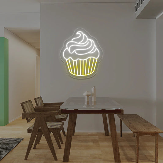 Cupcake Neon Restaurant & Cafe Neon Signs | Custom Coffee Shop Neon Lights (24 Inch x 24 Inch)
