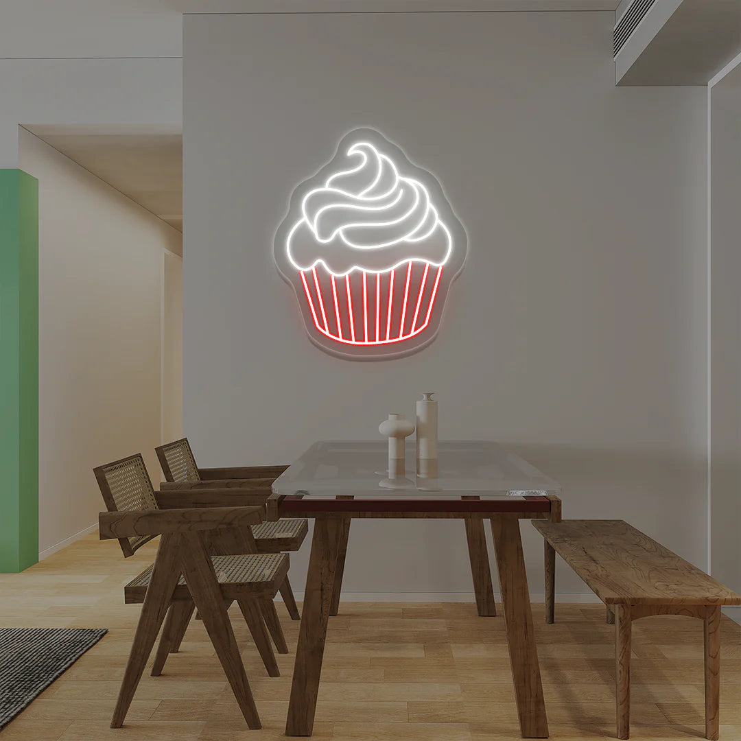 Cupcake Neon Restaurant & Cafe Neon Signs | Custom Coffee Shop Neon Lights (24 Inch x 24 Inch)