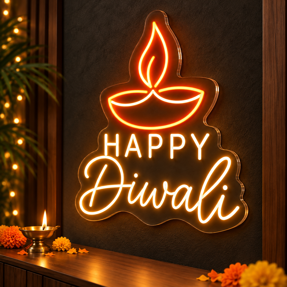 Happy Diwali diya neon sign – view 3