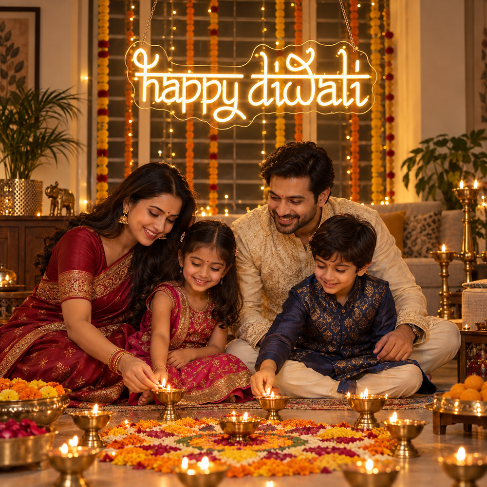 Happy Diwali hanging neon sign – view 3
