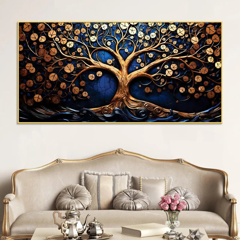 Designer Nature Tree of Life Canvas Painting for Home & Office Décor | Framed Canvas Wall Art for Home Decoration