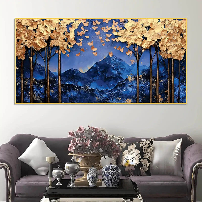 Designer Nature Wall Art Abstract Canvas Painting | Framed Canvas Wall Art for Home Decoration