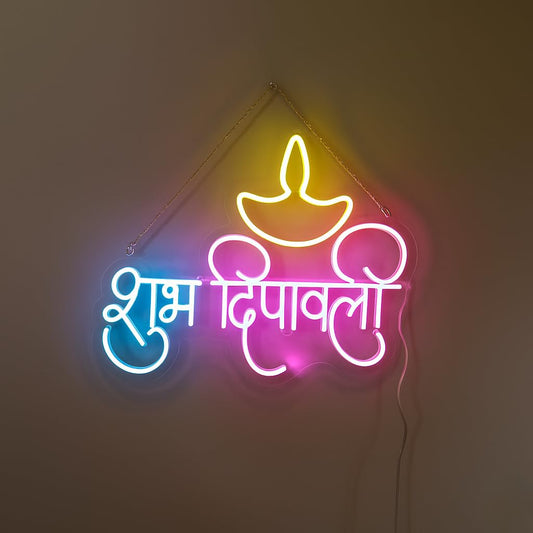Eurotex Shubh Diwali Neon Sign, Wall Decor, Neon Signs for room (Design-1)