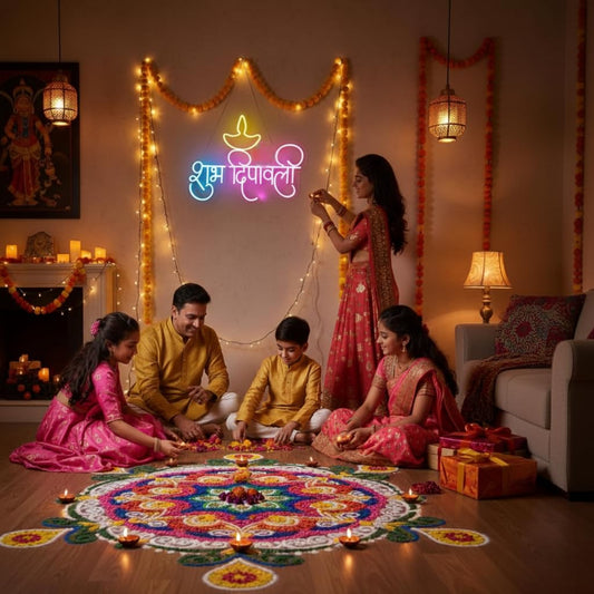 Eurotex Shubh Diwali Neon Sign, Wall Decor, Neon Signs for room (Design-1)