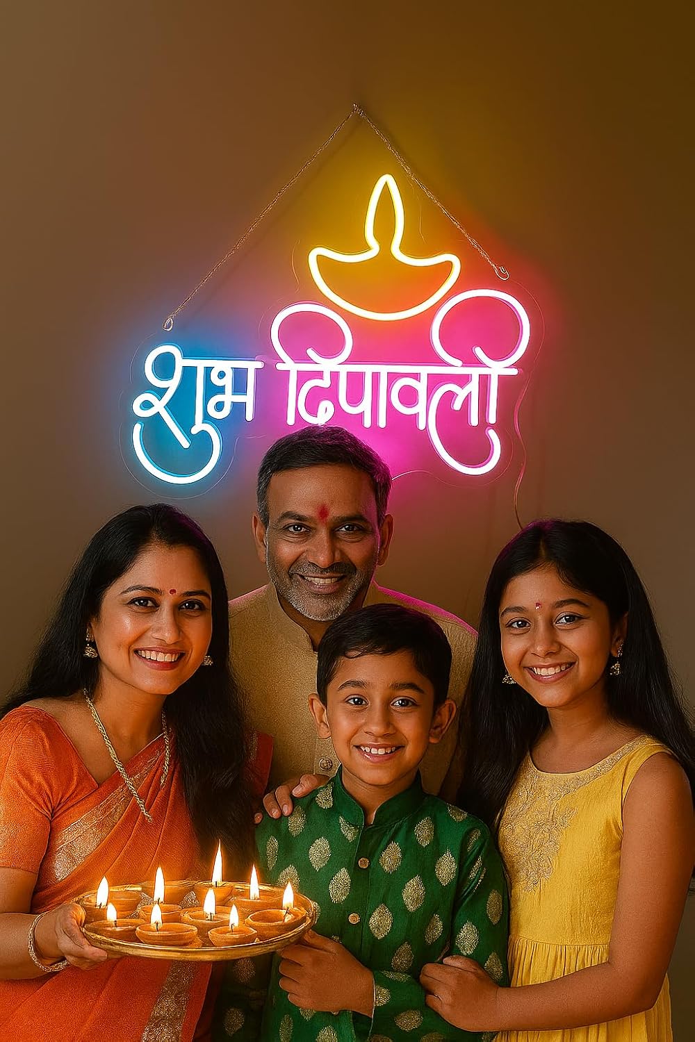 Eurotex Shubh Diwali Neon Sign, Happy diwali Wall Decor, Subh Deepawali Neon Signs for room (Design-1)