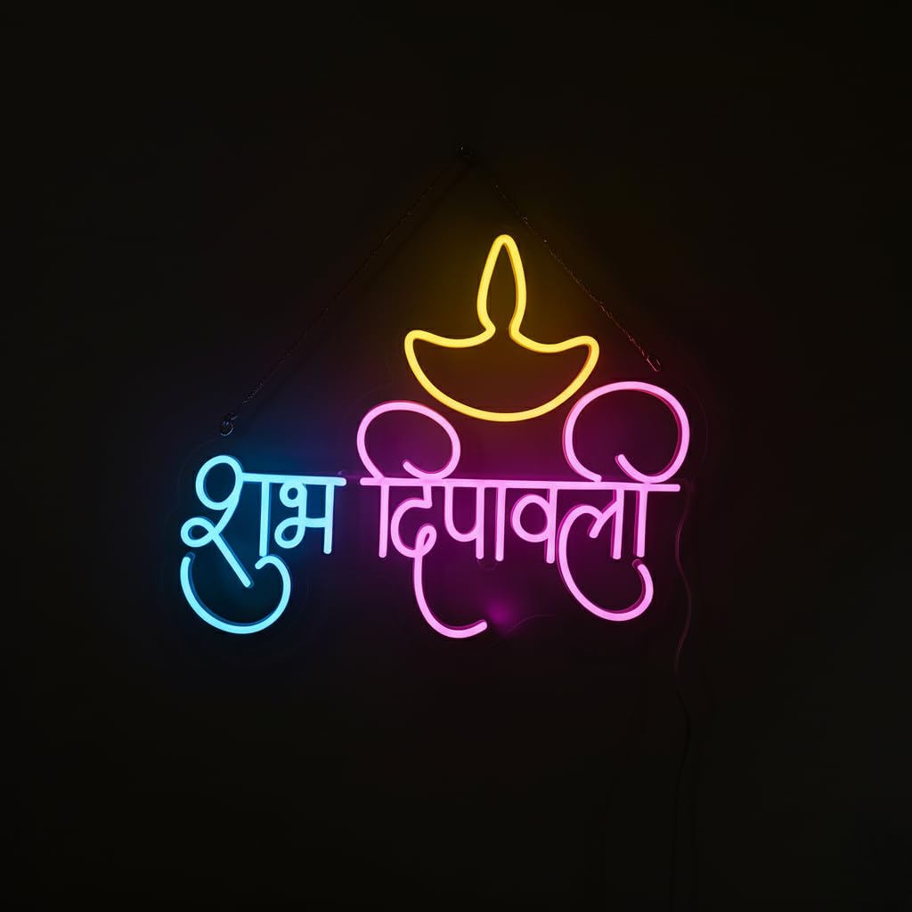 Eurotex Shubh Diwali Neon Sign, Happy diwali Wall Decor, Subh Deepawali Neon Signs for room (Design-1)