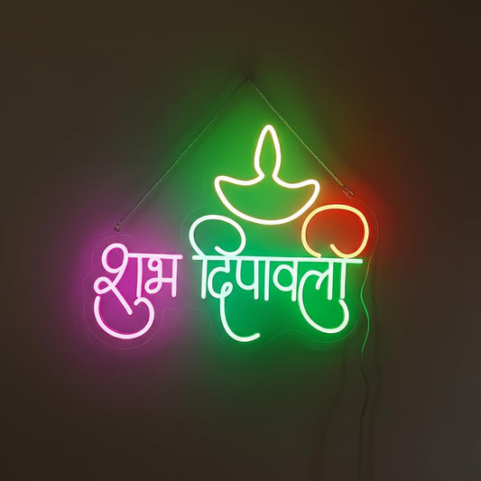 Eurotex Shubh Diwali Neon Sign, Wall Decor, Neon Signs for room (Design-3)
