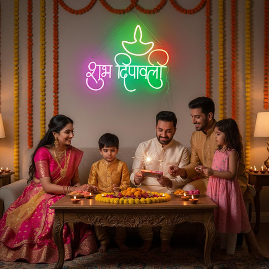 Eurotex Shubh Diwali Neon Sign, Wall Decor, Neon Signs for room (Design-3)