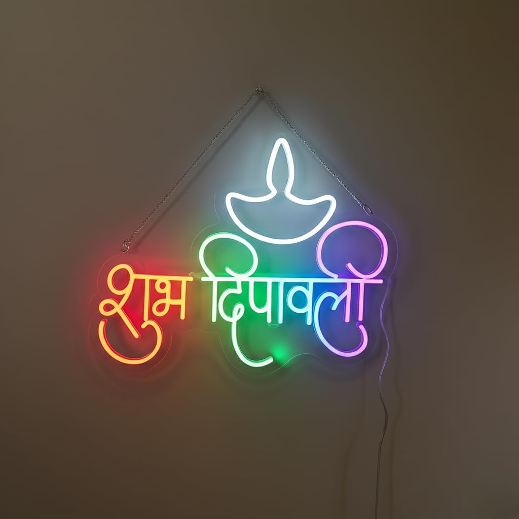 Eurotex Shubh Diwali Fabflo Neon Sign (RGB), Wall Decor, Neon Signs for room (Design-4)