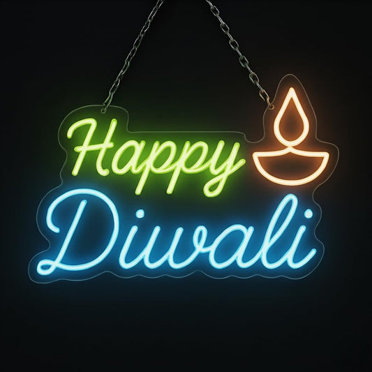 Eurotex Happy Diwali Neon Sign, Wall Decor, Neon Signs for room (Design-1)