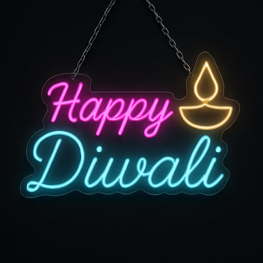 Eurotex Happy Diwali Neon Sign, Wall Decor, Neon Signs for room (Design-2)