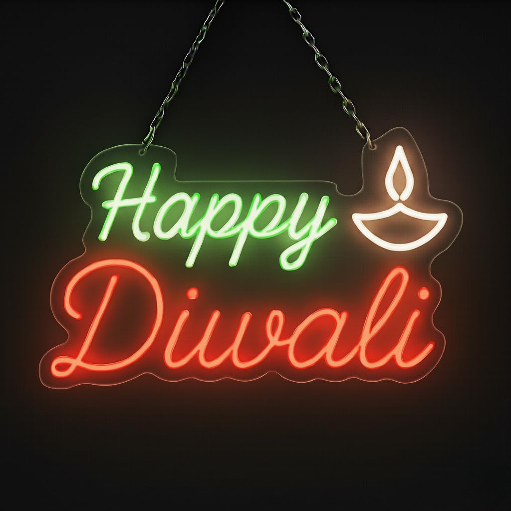 Eurotex Happy Diwali Neon Sign, Wall Decor, Neon Signs for room (Design-1)