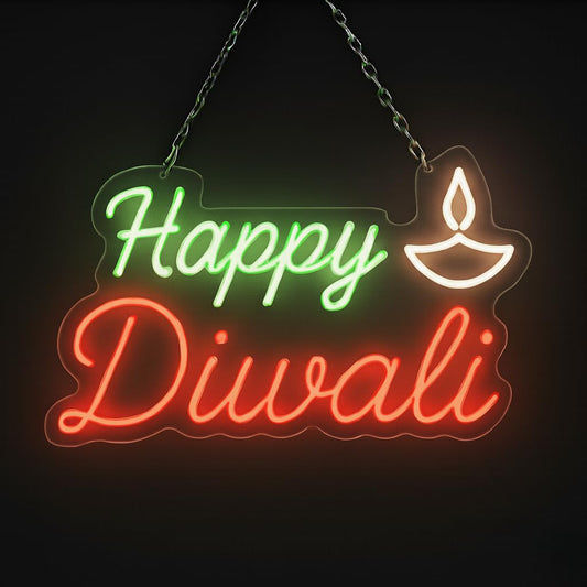 Eurotex Happy Diwali Neon Sign, Wall Decor, Neon Signs for room (Design-4)