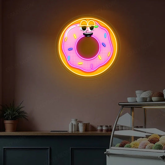 Donut Artwork Restaurant Neon Signs: Mexican, Chinese, Italian & Pizza Lights (24 Inch x 24 Inch)