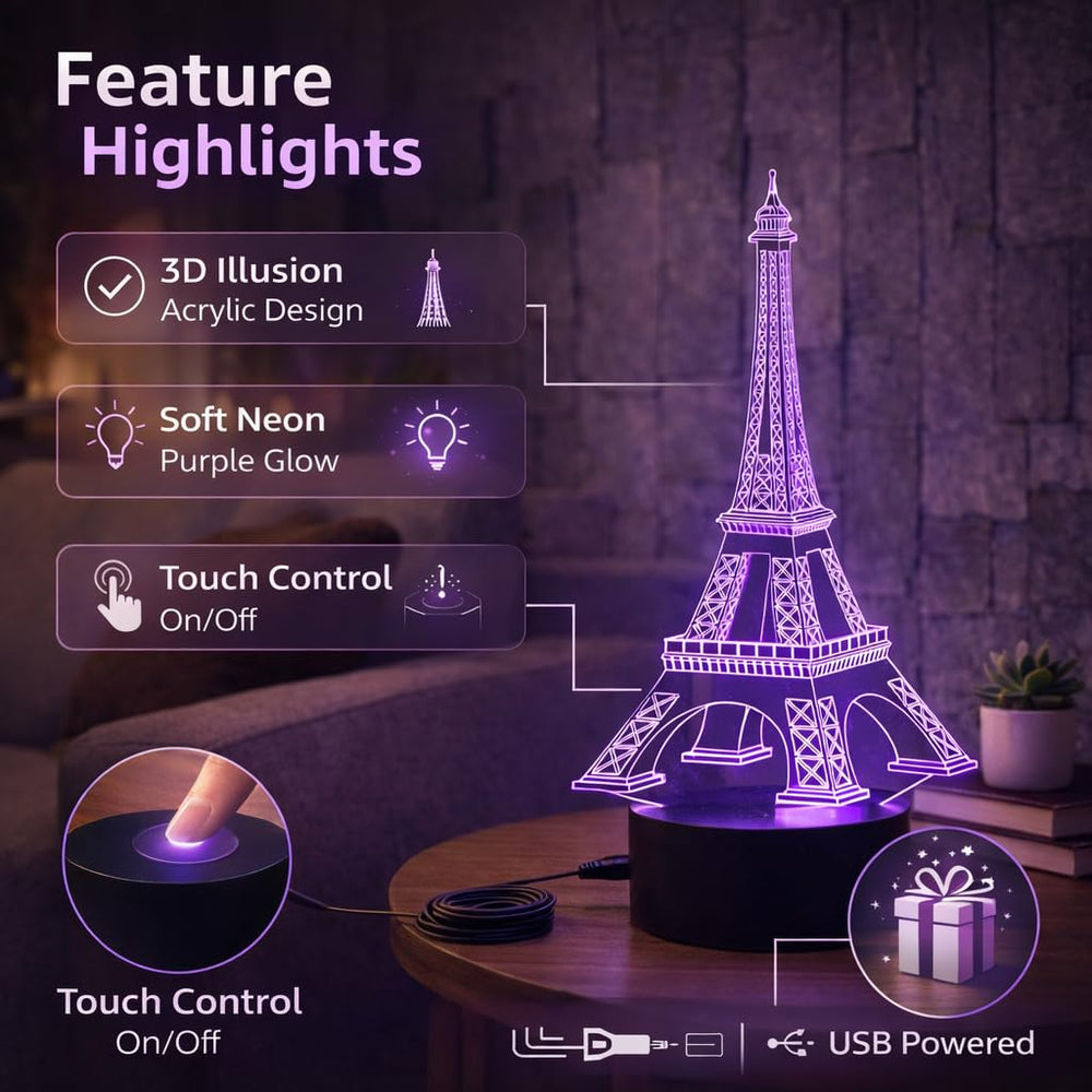 Eurotex Custom Eiffel Tower Led Lamp for Couple And Gift