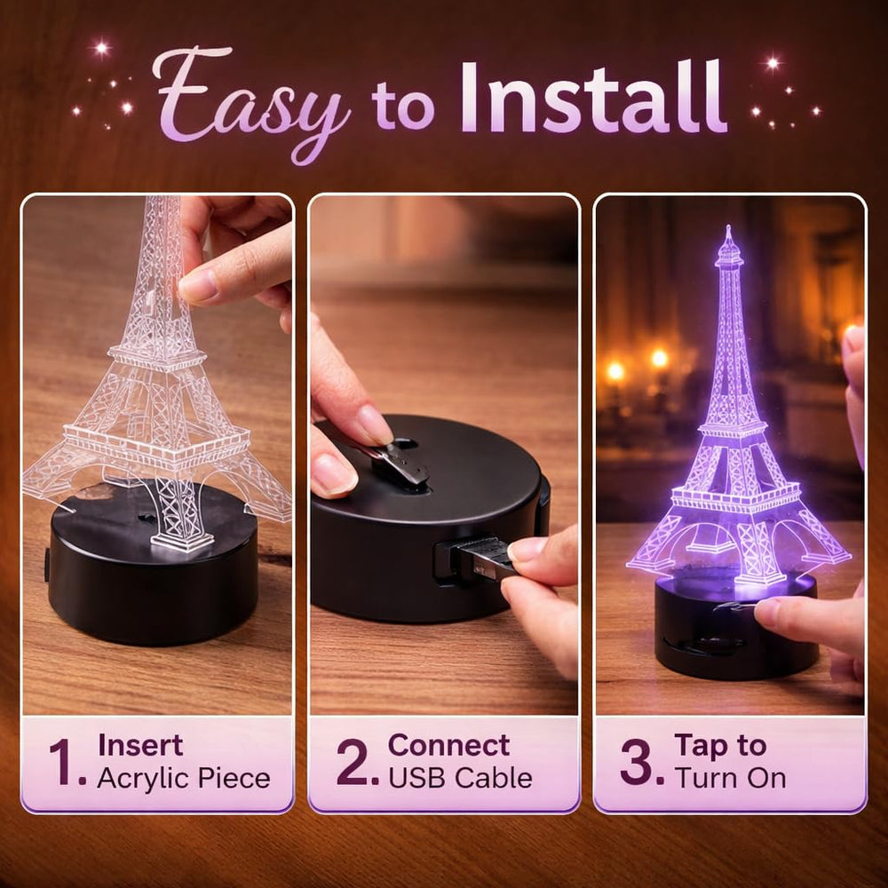 Eurotex Custom Eiffel Tower Led Lamp for Couple And Gift
