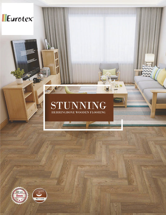 Eurotex Stunning Herringbone 8mm Laminate Wooden Flooring