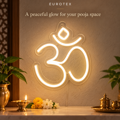 Om LED Neon Sign – Warm White ॐ Light for Home Mandir