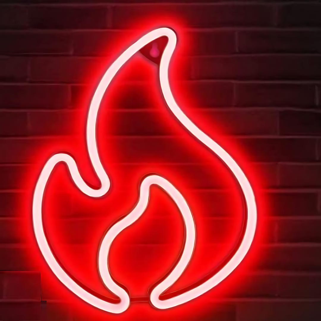 Eurotex Fire Neon Sign - 4x5 In, Red