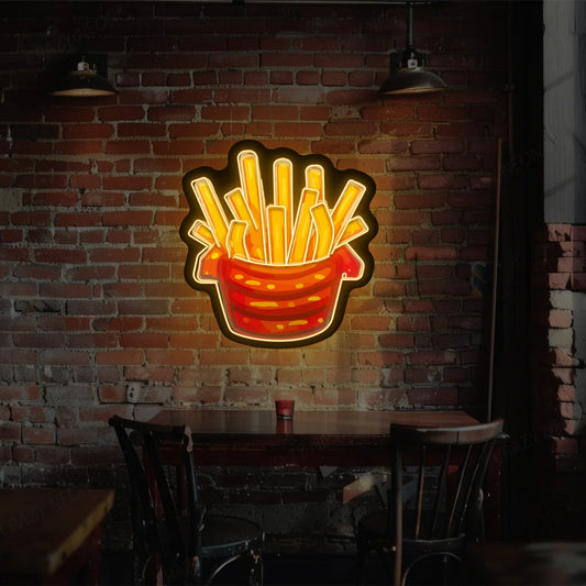 French Fries Led Artwork Neon Sign ; Mexican, Chinese, Pizza (24In x 24In)