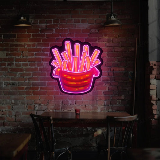 French Fries Led Artwork Neon Sign ; Mexican, Chinese, Pizza (24In x 24In)