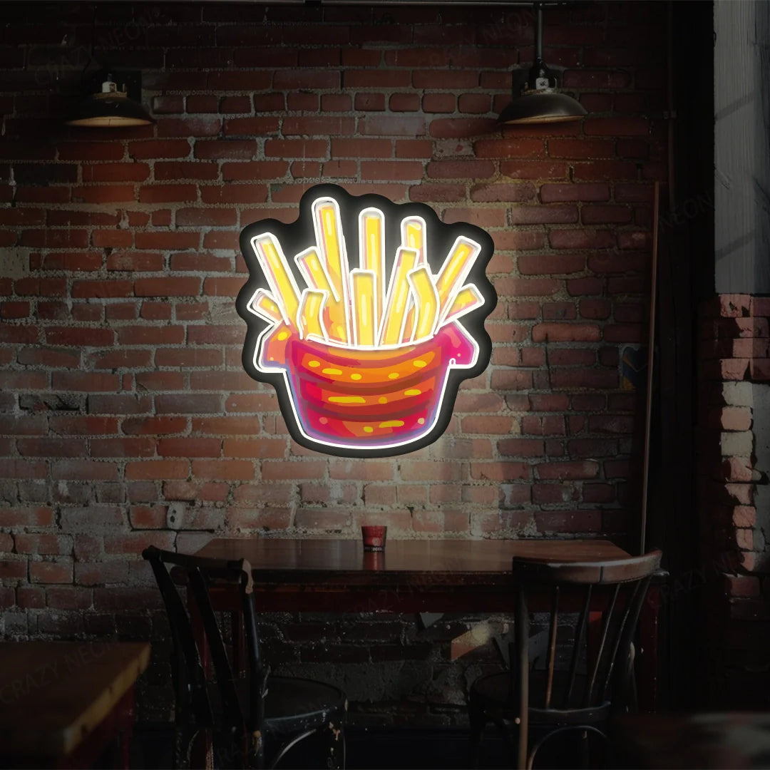 French Fries Led Artwork Neon Sign ; Mexican, Chinese, Pizza (24In x 24In)