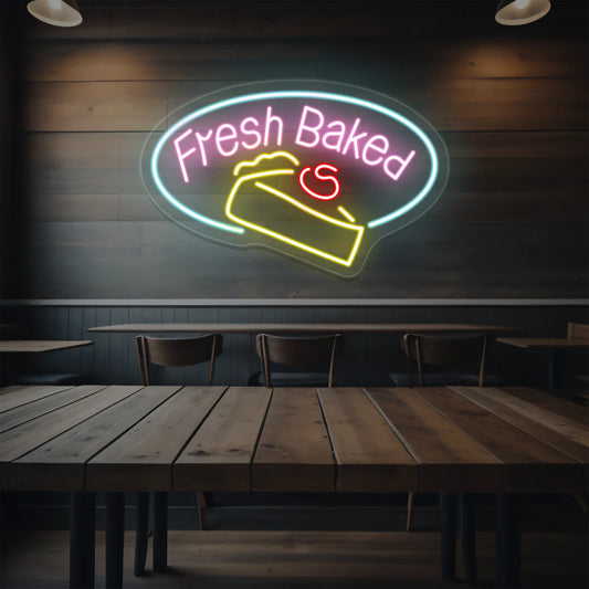 Fresh Baked Cake Restaurant Neon Signs | Retro Diner & Fast Food Neon Lights (30In x 18In)