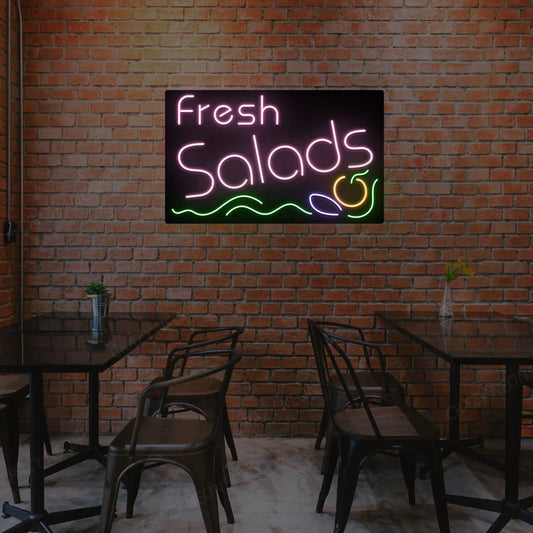 Fresh Salad Multicolor Neon Signs & Restaurant LED Lights | Custom Restaurant Decor (36In x 24In)