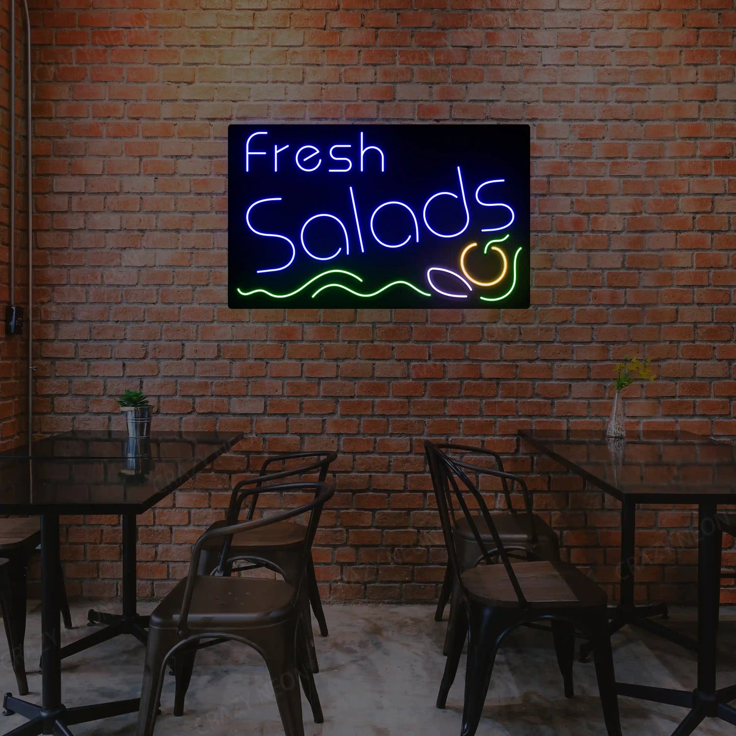 Fresh Salad Multicolor Neon Signs & Restaurant LED Lights | Custom Restaurant Decor (36In x 24In)