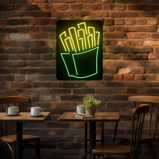 Fries Neon Sign & Cafe LED Lighting | restaurants Neon Signage (24In x 15In)