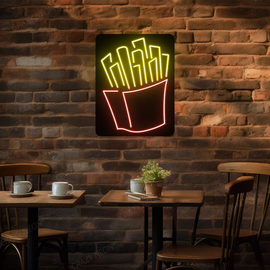 Fries Neon Sign & Cafe LED Lighting | restaurants Neon Signage (24In x 15In)