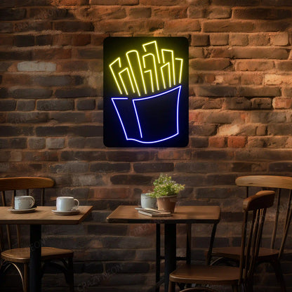 Fries Neon Sign & Cafe LED Lighting | restaurants Neon Signage (24In x 15In)