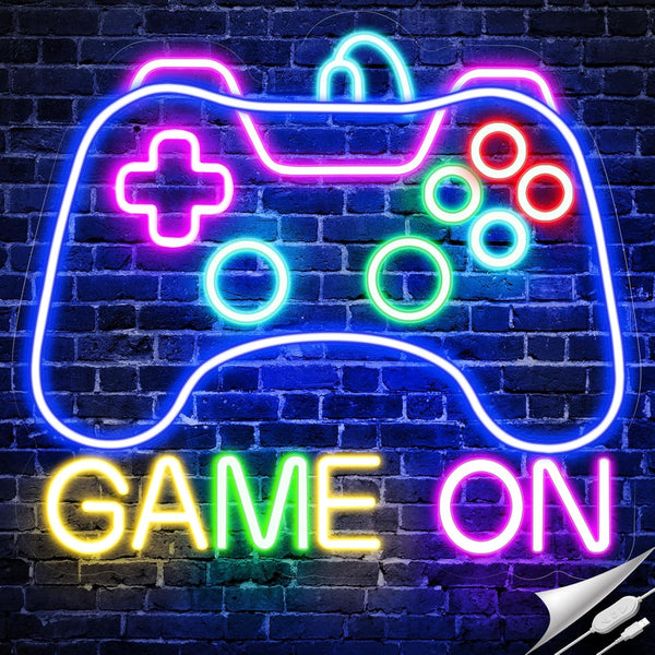 Game On Neon Sign Custom Made | LED Glow Sign for Room & Shop