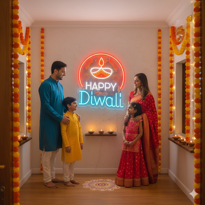 Eurotex Diwali Neon Sign, Wall Decor, Neon Signs for room (Design-4, 3ft by 2ft)