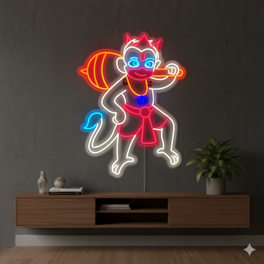 Eurotex Hanuman Ji Neon Sign, Wall Decor, Neon Signs for room (36x24)