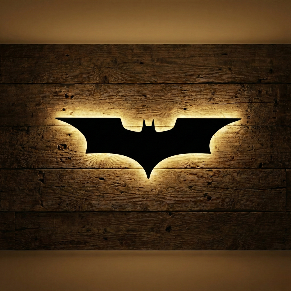 Batman Backlit Stained Glass Wall Art – Artistic LED Wall Décor for Elegant Interiors