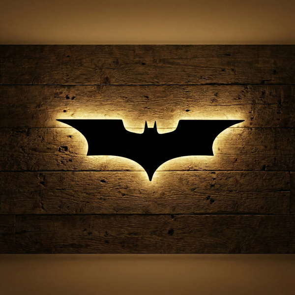 Batman Backlit Stained Glass Wall Art – Artistic LED Wall Décor for Elegant Interiors