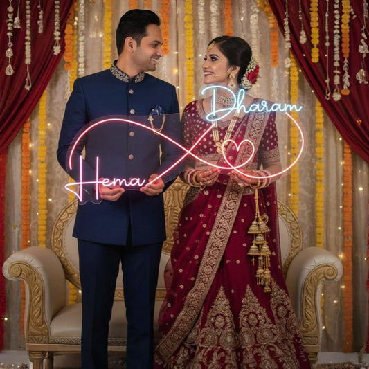 Custom Neon Sign for Couple – Couple Name LED Neon Lights for Wedding