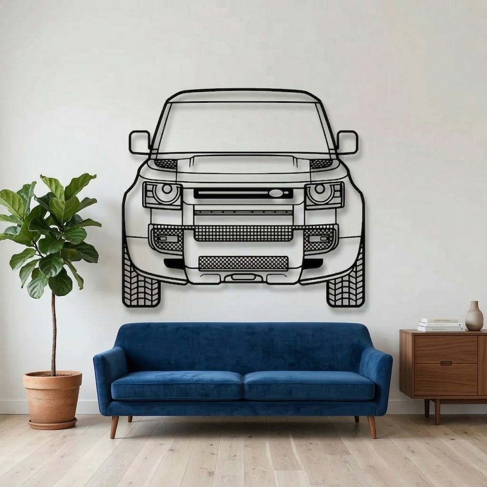 Defender Front View Modern Black Acrylic Wall Art | Luxury Decor for Living Rooms