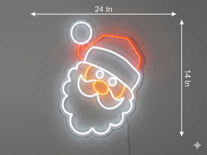 Santa Face Neon Sign | Merry Christmas Sign Neon (24In x 14In)