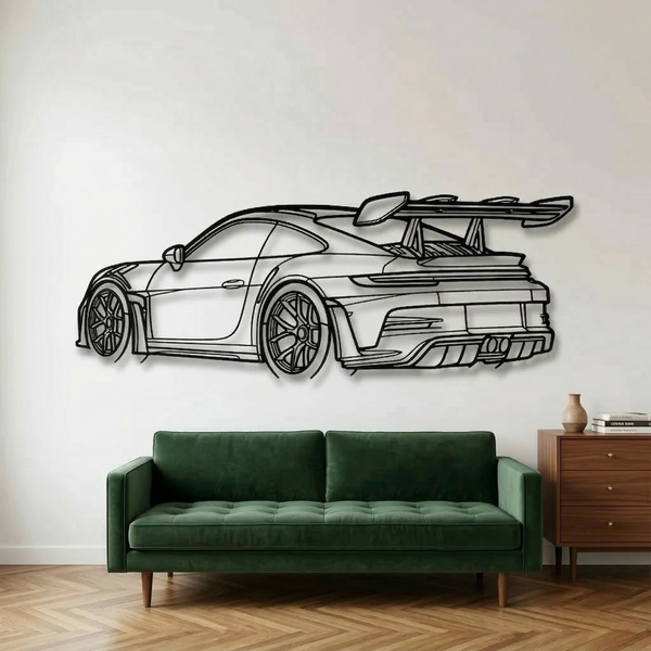 Porsche 911 GT3 Back Angle Acrylic Glass Wall Art | Premium Black Acrylic Prints & Decor