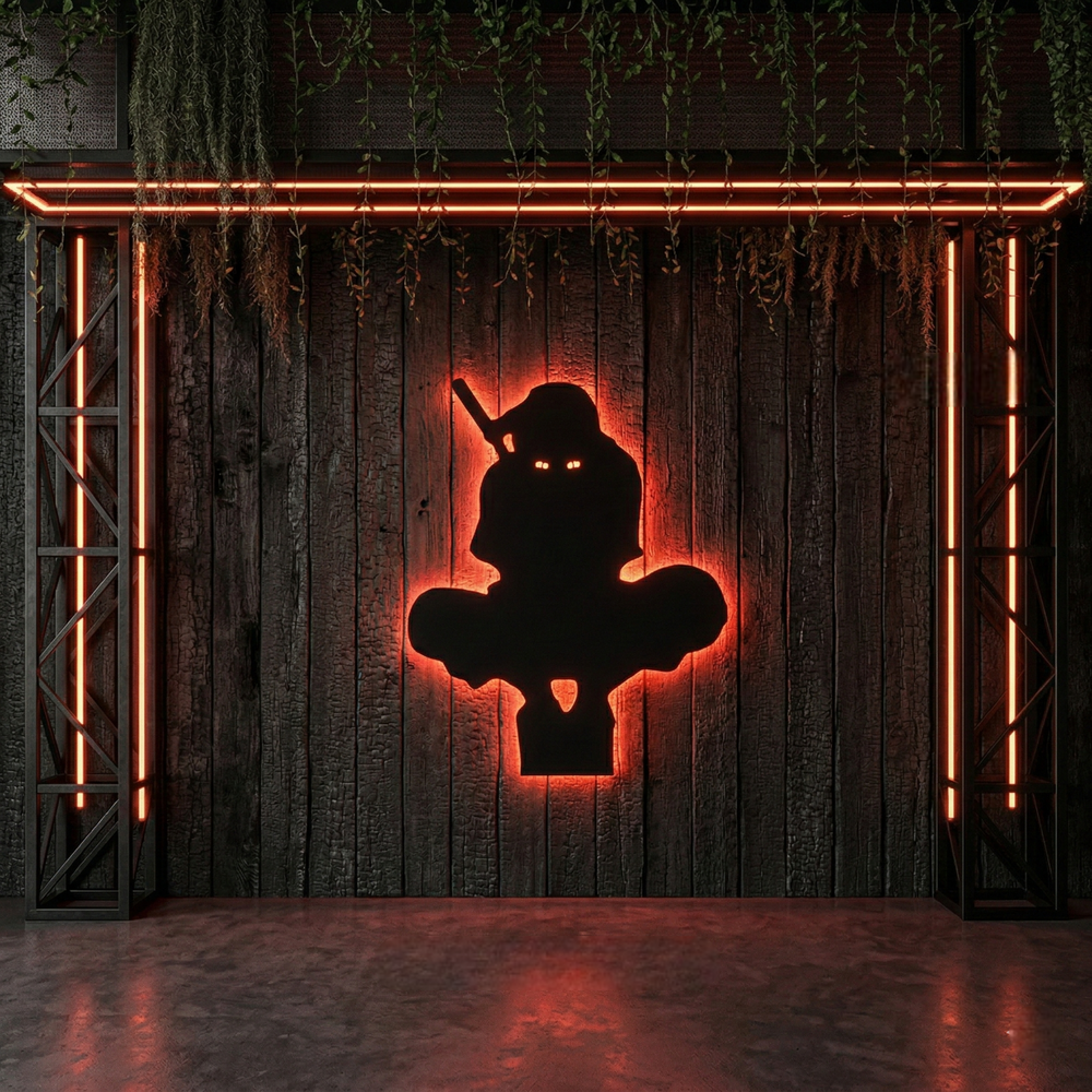 Itachi Uchiha Backlit Metal Wall Art with LED Glow – Luxury Statement Wall Décor