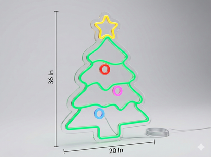 Christmas Tree Neon | Festive LED Neon Lights Décor (36In x 20In)