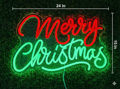 Merry Christmas Neon Sign | Custom Christmas Neon Signs (24In x 15In)